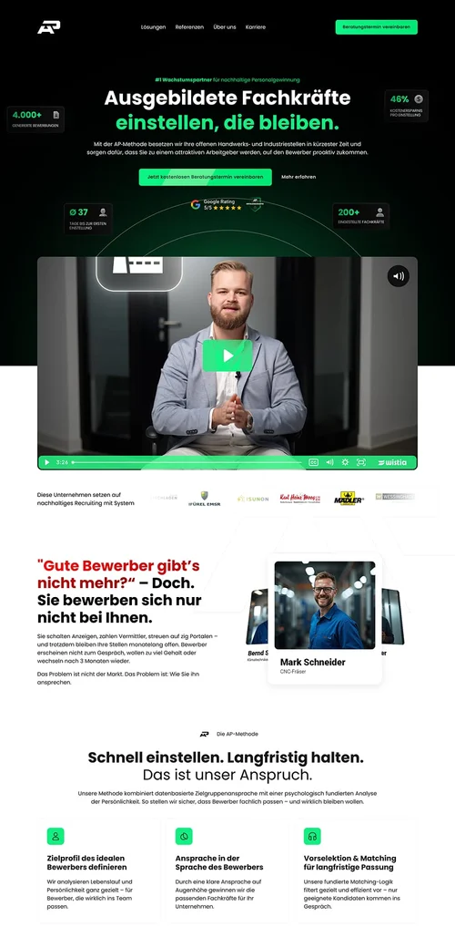Landingpage für Personalgewinnung im Handwerk