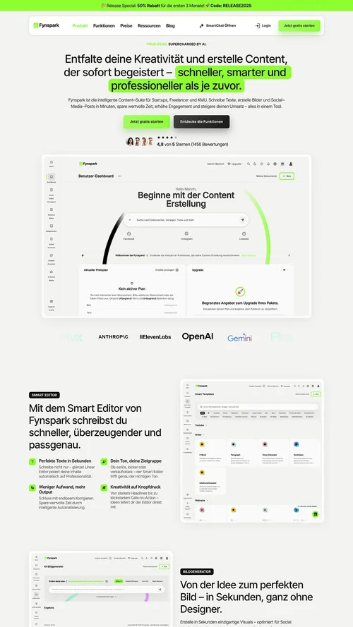 Produktseite für ein Software-Tool